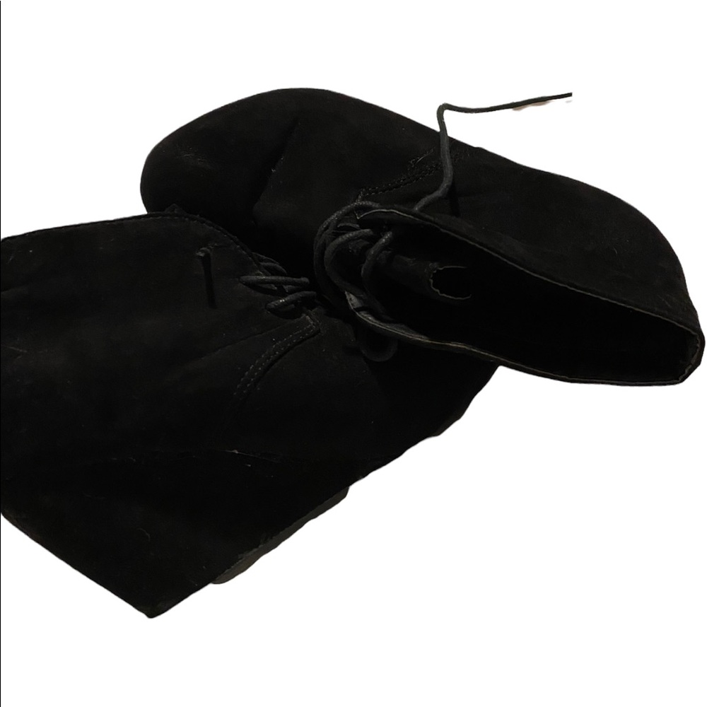 Black wedge booties